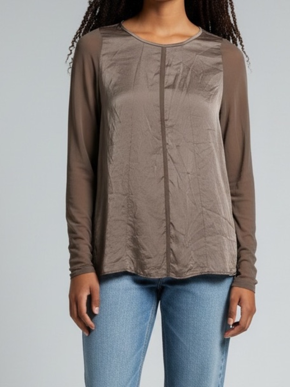 Tandem Italy silk long sleeve blouse 36 grey